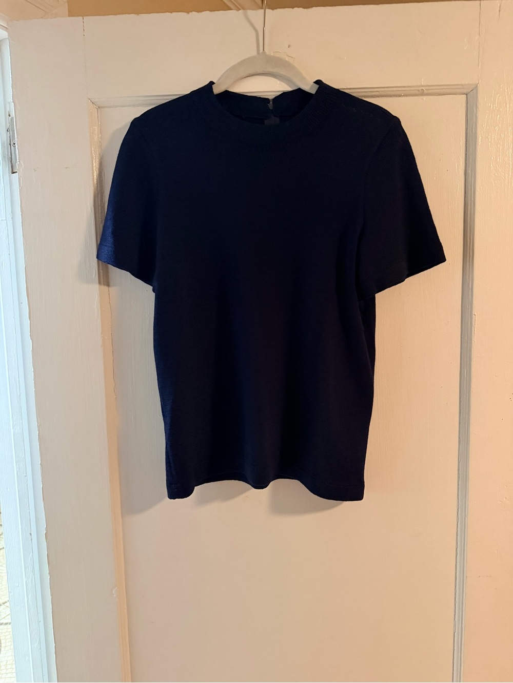 St. John Basics Navy Knit Short Sleeve Shell Top | Size 8 | Made in USA